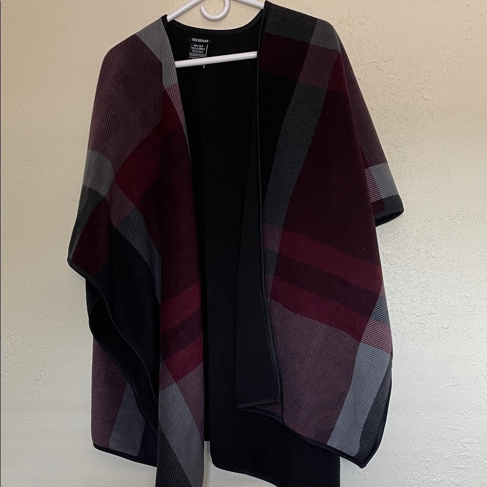Ike Behar Black and Burgundy Plaid Wrap